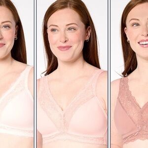 Breezies Soft Support Lace Wirefree Unlined Bra Set of 3